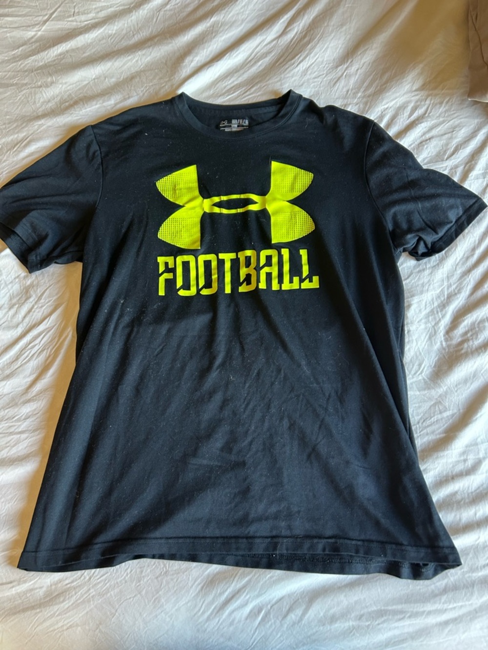 Under Armour Black Performance Shirt with Neon Yellow Logo - Football
